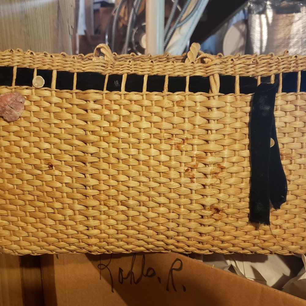 Antique Woven Jute Basket Bag